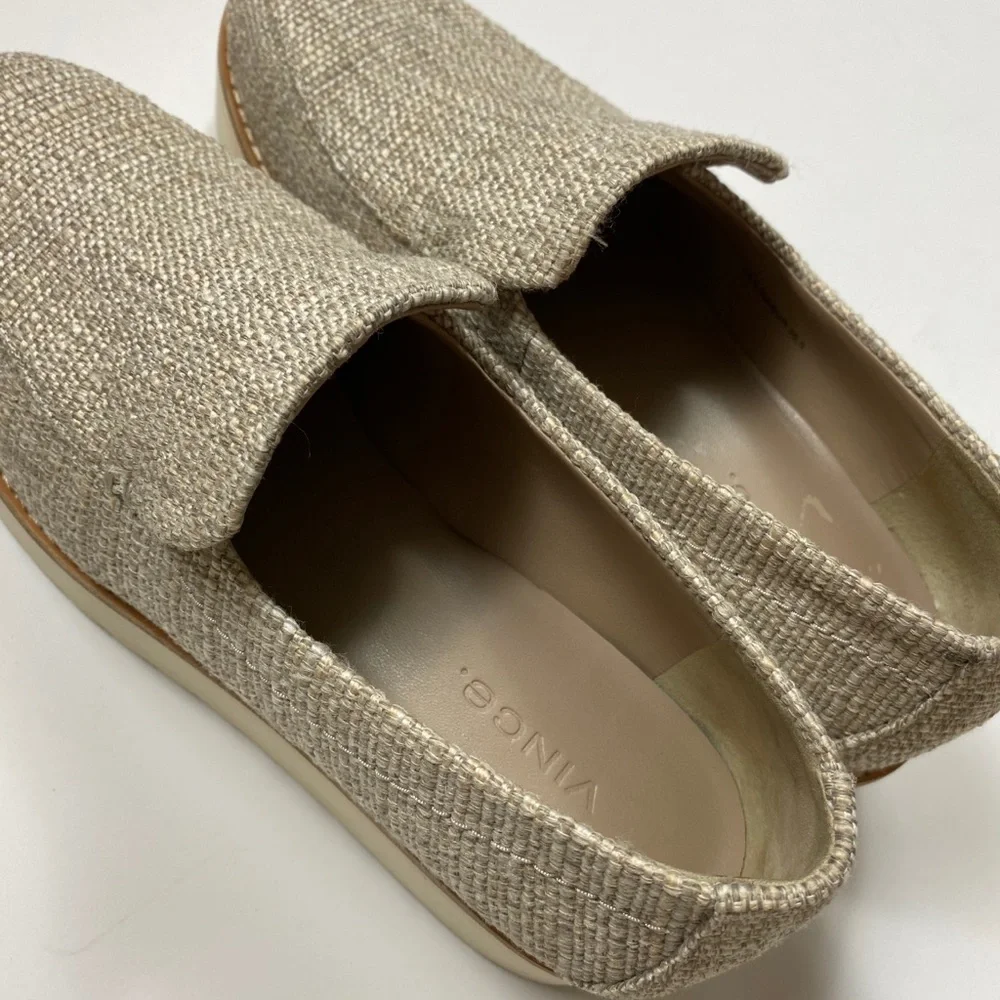 Vince Zeta Platform Tweed Linen Loafers